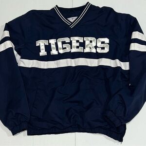 Vintage Detroit Tigers Windbreaker Pullover Blue Jacket Lined Embroidered L Y2k